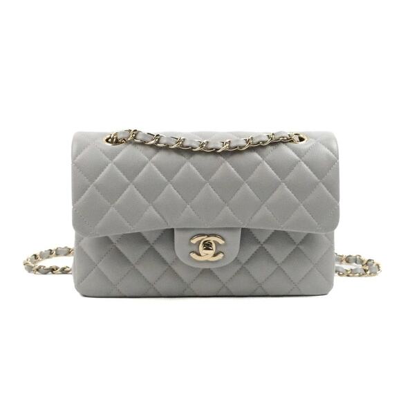 Chanel Small Classic Quilted Flap Lambskin Grey Caviar Gold Hardware - S - Picture 1 of 5